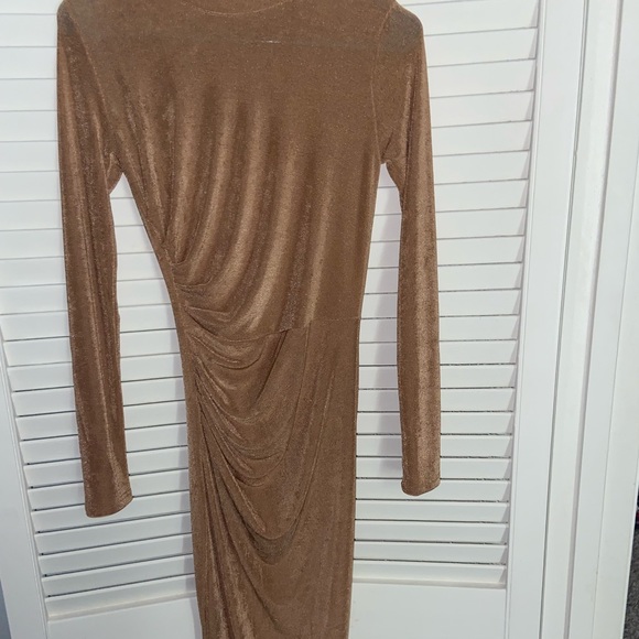 Gold/Brown Fitted Dress - Picture 2 of 2